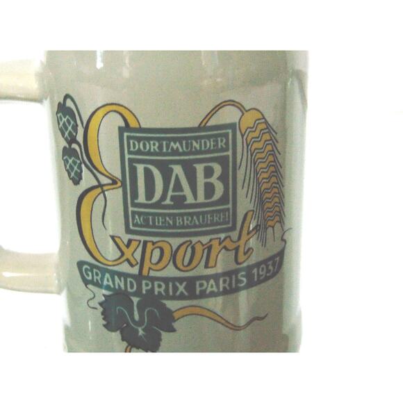 McCoy USA Pottery BEER STEIN MUGS 2 DAB Export Grand Prix Paris 1937 Pint Cups - Picture 2 of 7